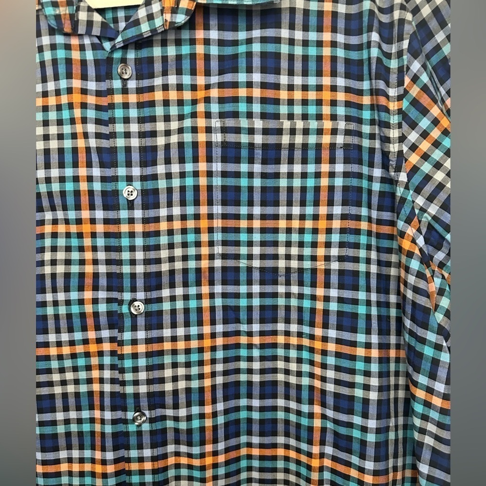 Claiborne Blue and Orange Casual Button Down Shirt - Picture 3 of 4